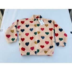 Konges Slojd Kids Jody Teddy Jacket GRS Heart Print Fleece Cream KS103479 7-8Y